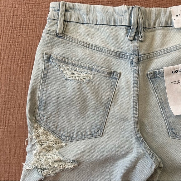 Good American Good Classic Indigo 120 Raw Hem Distressed Jeans, size 2/26 - Picture 9 of 15